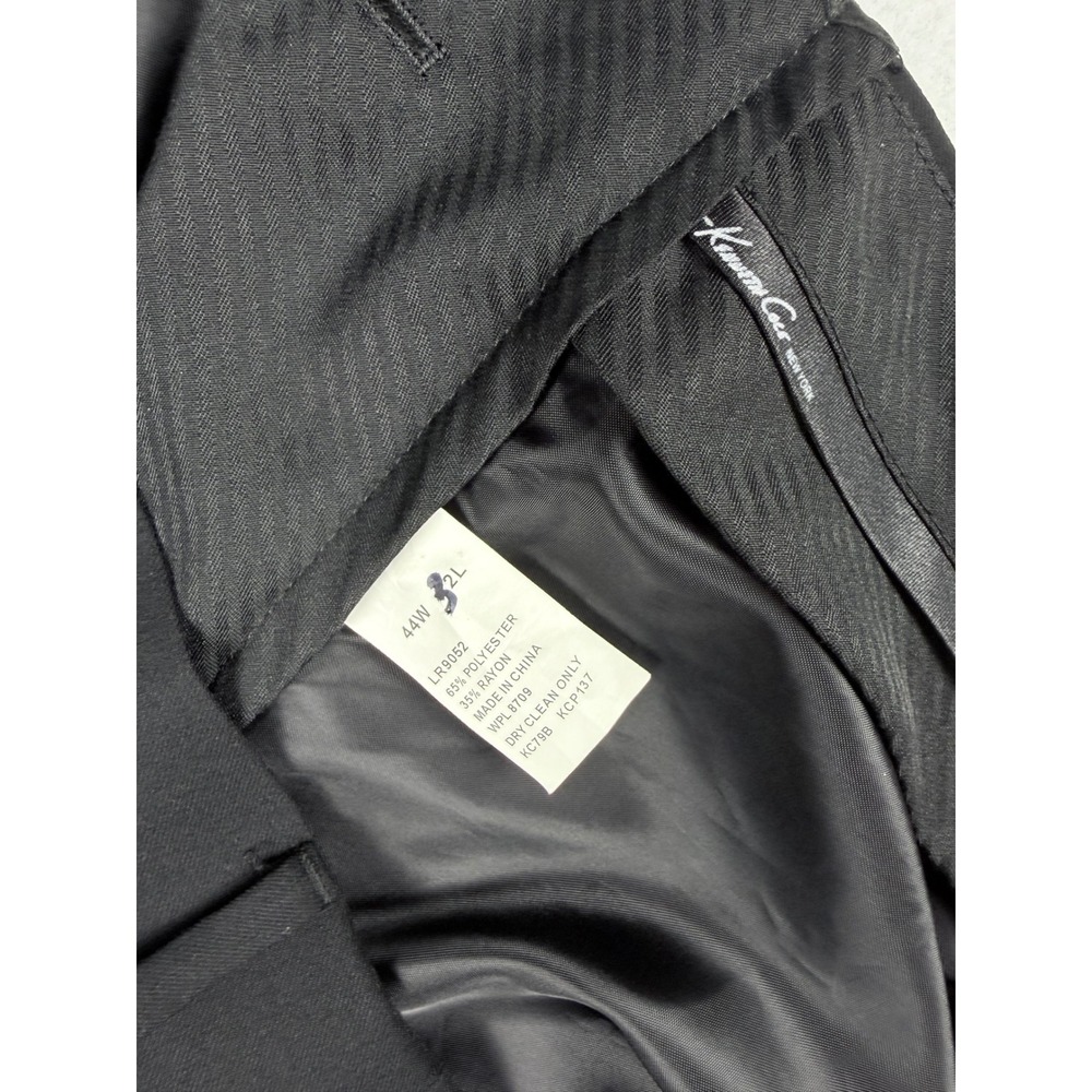 Kenneth Cole New York Mens Black Dress Pants Flat Front Trousers 44W 32L LR9052 - Picture 2 of 5